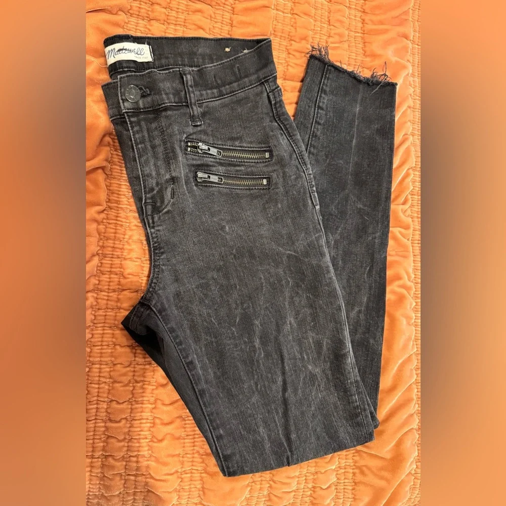 Madewell Zippy Moto Skinny Skinny Jeans - Gray Wash - Size 28 - Picture 3 of 9